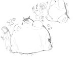 4:3 ambiguous/ambiguous ambiguous_gender belly crush duo feral generation_2_pokemon generation_8_pokemon hi_res hisuian_form hisuian_typhlosion immobile monochrome morbidly_obese nintendo obese overweight overweight_feral pokemon pokemon_(species) regional_form_(pokemon) simple_background sketch standing text typhlosion white_background zephy_03