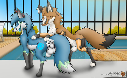 animal_genitalia animal_penis anus backrubs balls big_tail canine_genitalia canine_penis cybernetics digitalfox duo feral fully_sheathed genitals happy machine male penis petting_body pool sheath showoff tail text srfx18 tobur_(gaussly) zatch_(sirfox) canid canine fox mammal english_text hi_res