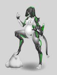 anthro areola belly big_belly breasts digitigrade female genitals gesture grey_background grey_nipples humanoid_genitalia humanoid_pussy machine nipples poison pregnant pussy rock simple_background solo standing bastiel robot 3:4 hi_res