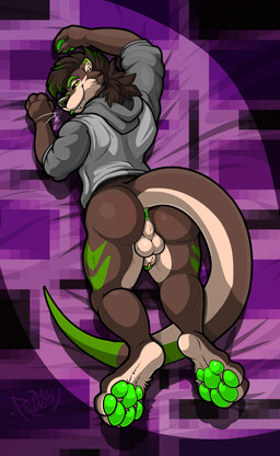 animal_genitalia anthro anus balls genital_piercing genitals male nude pawpads paws penis penis_piercing piercing sheath solo tongue pawzzhky bayron alaskan_malamute canid canine canis domestic_dog hybrid mammal mustelid nordic_sled_dog otter spitz hi_res