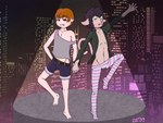 anthro city city_background clothing dancing duo femboy half-closed_eyes hand_holding male male/male narrowed_eyes pole spotlight stripes stripper_pole eugeniy_g yusik humanoid mammal 4:3