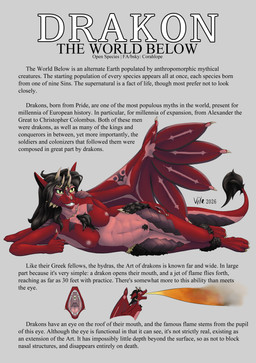 4_toes 5_fingers abs anthro black_hair breasts chest_tuft claws collarbone countershading dewclaw feet female fingers green_eyes hair hip_tuft horn information_board inner_ear_fluff lying membrane_(anatomy) membranous_wings nipples on_side open_species pubes pubic_mound red_body scuted_legs scuted_tail scutes solo tan_horn text toes tuft wide_hips wing_claws wings corahlope mythology the_world_below dragon drakon_(the_world_below) mythological_creature mythological_scalie scalie absurd_res english_text hi_res