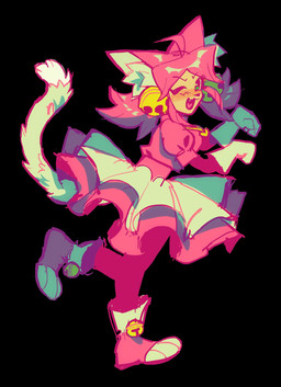 ahoge animal_ears black_background bottomwear clothed clothed_female clothed_humanoid clothing female footwear fully_clothed fully_clothed_female fully_clothed_humanoid gloves hair hair_bell handwear inner_ear_fluff paw_pose pink_clothing pink_hair pink_topwear pose shoes simple_background skirt solo tail topwear tuft white_bottomwear white_clothing white_gloves white_handwear white_skirt bamzelly deltarune undertale_(series) mew_mew_(undertale) pink_(deltarune) animal_humanoid cat_humanoid felid felid_humanoid feline feline_humanoid humanoid mammal mammal_humanoid 2026 full-length_portrait hi_res portrait