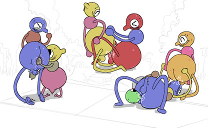 anal anthro bodily_fluids butt facesitting fisting genital_fluids genitals group group_sex humanoid_genitalia humanoid_penis male male/male oral orgy penetration penis precum rimming saliva sex sitting sitting_on_another toony daleks2377 big_walk_(game)
