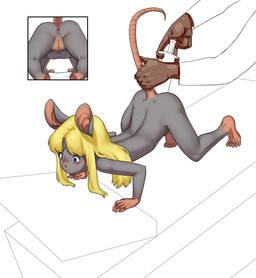 5_fingers 5_toes adult_on_young age_difference all_fours ambiguous_anthro ambiguous_gender anal anal_penetration anthro anthro_on_anthro anus arched_back back_dimples back_groove bald_crotch black_blush blonde_eyebrows blonde_hair blue_eyes blush blush_lines bowl brown_body brown_claws brown_hands brown_skin buckteeth butt claws clothed clothed/nude clothed_ambiguous clothed_anthro clothing coat container cutaway disembodied_hand doctor duo enema enema_syringe eyebrows feet female female/ambiguous female_anthro finger_claws fingers flat_chested fur genitals grey_body grey_ears grey_fur hair hairless_feet hairless_hands hairless_tail high-angle_view holding_object holding_syringe humanoid_feet humanoid_genitalia humanoid_hands humanoid_heel humanoid_vulva inner_ear_fluff innie_vulva iris lab_coat larger_ambiguous loli long_hair long_tail medical medical_instrument medical_play medium_hair monotone_background monotone_hair monotone_tail mostly_offscreen_ambiguous mostly_offscreen_anthro mostly_offscreen_character multicolored_body navel nipples nude nude_anthro nude_female object_in_ass object_insertion older_ambiguous penetration plantigrade pupils raised_heel raised_tail restrained scientific_instrument side_view sidelocks simple_background size_difference skinny skinny_anthro skinny_female small_butt smaller_female smaller_penetrated solo_focus syringe tail tail_grab tan_anus tan_blush tan_body tan_claws tan_feet tan_hands tan_inner_ear_fluff tan_nipples tan_nose tan_skin tan_tail tan_vulva tapering_tail teeth three-quarter_view tiptoes toe_claws toes topwear tuft two_tone_body vulva white_background white_clothing white_coat white_lab_coat white_topwear wide_eyed young young_anthro young_female young_penetrated younger_female younger_penetrated aogami sierra_(shinymelanie) ambiguous_species mammal mouse murid murine rodent absurd_res hi_res shaded unfinished