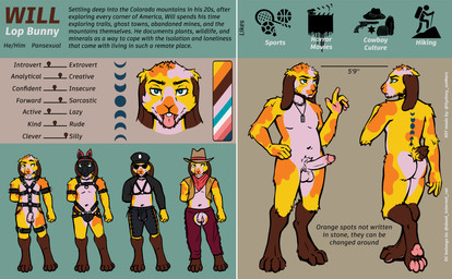 animal_mask anthro bdsm cowboy_outfit erection harness male mask nude pup_mask solo text sydney_onmars domestic_rabbit lagomorph leporid lop_rabbit mammal oryctolagus rabbit absurd_res english_text headshot_portrait hi_res model_sheet portrait