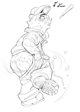 anthro backsack balls blush bodily_fluids boot_soles boots bottomwear bottomwear_down butt butt_tuft clothed clothing coat dressing exclamation_point eyebrows floating_hat footwear fur genitals hat headgear headwear jacket looking_at_viewer looking_back looking_back_at_viewer male motion_lines neck_tuft newsboy_cap open_mouth pants pants_down parka partially_clothed pulling_pants_up round_ears shoes simple_background small_hands solo surprised sweat sweaty_body sweaty_butt sweaty_face thick_neck topwear tuft wear whistling white_background wide_eyed concosive blacksad weekly mammal mustelid musteline true_musteline weasel 2025 digital_media_(artwork) line_art monochrome