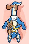 anthro being_held big_ears blue_body blue_fur clean_diaper clothed clothing countershading diaper disembodied_hand fur green_eyes held_by_tail held_upside_down holding_object holding_plushie kangaroo_tail looking_at_viewer male multicolored_body multicolored_fur object_in_mouth pacifier pacifier_in_mouth pantsless plushie shirt solo toddler topwear two_tone_body two_tone_fur upside_down wearing_diaper white_body white_fur yellow_clothing yellow_shirt yellow_topwear young moppy kangaroo macropod mammal marsupial hi_res