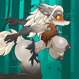 anthro areola barbell_piercing big_breasts blush blush_lines bouncing_breasts breasts clothing collar ear_piercing exposed_breasts eyelashes female fur hair hanging_breasts inner_ear_fluff long_eyelashes looking_at_viewer motion_lines nipple_piercing nipples piercing side_view solo torn_clothing tuft white_body white_fur white_hair yellow_eyes rurihal deadlock_(game) mythology valve lilah_silver canid canine mammal mythological_canine mythological_creature werecanid werecanine werecreature werewolf 1:1 absurd_res hi_res