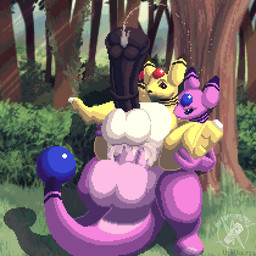 anal anal_penetration animal_genitalia animal_penis anthro anus balls belly big_balls big_penis bodily_fluids cum cum_inside duo equine_genitalia equine_penis flared_penis forest genital_fluids genitals huge_penis hyper hyper_genitalia hyper_penis male male/male outside penetration penis plant precum puffy_anus rough_sex semi-anthro sex tailbutt tree vinvulpis nintendo pokemon ampharos generation_2_pokemon pokemon_(species) animated digital_media_(artwork) pixel_(artwork) pixel_animation