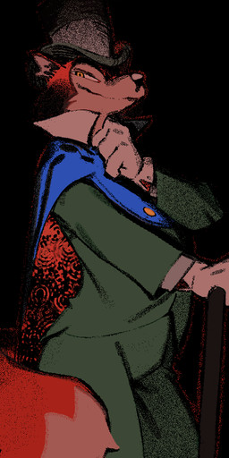 anthro black_background black_nose cane cape clothing fluffy fluffy_tail fur gloves handwear hat headgear headwear kemono male multicolored_body multicolored_fur red_body red_fur simple_background slim slim_anthro slim_male smile smirk solo tail top_hat two_tone_body two_tone_fur white_clothing white_gloves white_handwear yellow_eyes 0m8 disney disney's_pinocchio "honest"_john_foulfellow canid canine fox mammal