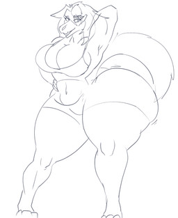 anthro big_breasts big_butt bone breasts butt feet female fingers hair huge_butt multi_eye skull skull_head solo tail thick_thighs toes oleanderin scp_foundation scp-682 monster 2025 hi_res unfinished
