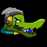 anthro ball ball_in_mouth clothing electronics hat headgear headphones headwear hoodie looking_at_viewer male solo topwear quokkacii lethal_league latch crocodile crocodilian reptile scalie 1:1