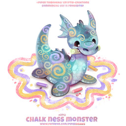 ambiguous_gender beady_eyes blue_body brown_eyes chalk fangs feral green_body humor orange_body pun purple_body simple_background smile solo teeth text visual_pun white_background piper_thibodeau loch_ness_monster 1:1 2020 digital_media_(artwork) digital_painting_(artwork) english_text painting_(artwork) url
