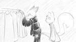 16:9 animal_crossing anthro clothed clothing clothing_store coat dialogue_in_description digital_media_(artwork) domestic_cat dragonweirdo dress duo felid feline felis female frown fur greyscale hair hi_res male mammal markings marshal_(animal_crossing) mole_(marking) monochrome nintendo olivia_(animal_crossing) open_mouth rodent sciurid shirt simple_background tail topwear tree_squirrel widescreen