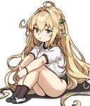 asian_clothing athletic_wear blonde_hair bottomwear buruma butt clothed clothing east_asian_clothing female gym_uniform hair hotpants humanoid_pointy_ears japanese_clothing long_hair looking_at_viewer not_furry pointy_ears shorts solo uniform young houtengeki cygames granblue_fantasy melissabelle_(granblue_fantasy) harvin humanoid mammal 2021 digital_media_(artwork)