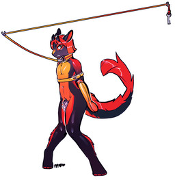 anthro belt bound chastity_cage chastity_device collar earning_chastity_removal femboy fur hands_behind_back horn key leash lock male orange_collar orgasm_denial padlock simple_background solo submissive submissive_male tail white_background arh mythology dragon furred_dragon furred_scalie mythological_creature mythological_scalie scalie hi_res