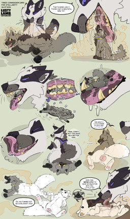 ambiguous_feral ambiguous_gender bite black_nose black_pawpads blush bodily_fluids breath dialogue duo fangs female female/ambiguous female_feral feral feral_on_feral fur grey_body grey_fur humiliation mawplay micro mottled_tongue onomatopoeia pawpads penetrable_sex_toy pink_blush pink_tongue plushie plushification purple_eyes saliva sex_toy sex_toy_transformation shrinking size_difference size_transformation smile sound_effects teeth text tongue transformation vore white_body white_fur yellow_eyes conditional_dnp lustylamb nintendo pokemon stellarity_the_poochyena animate_inanimate canid generation_3_pokemon living_plushie mammal pokemon_(species) poochyena 2024 absurd_res comic digital_drawing_(artwork) digital_media_(artwork) english_text hi_res sequence url female_(lore)