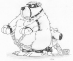 anthro bound dildo duo male overweight sex_toy simple_background size_difference suggestive white_background unknown_artist family_guy the_cleveland_show jasper_(family_guy) tim_the_bear bear canid canine canis domestic_dog mammal monochrome