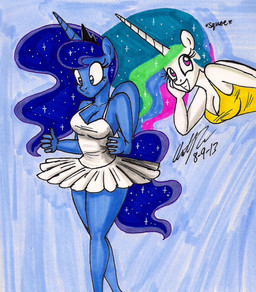2013 anthro anthrofied blue_eyes breasts cleavage clothed clothing crown dress duo equine female friendship_is_magic hair horn horse mammal multi-colored_hair my_little_pony newyorkx3 pony princess_celestia_(mlp) princess_luna_(mlp) purple_eyes shirt sibling sisters smile sparkles standing surprise tank_top tutu winged_unicorn wings
Rating: Safe
Score: 4
User: 2DUK
Date: August 11, 2013