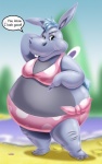 anthro beach bikini bottom_heavy clothed clothing detailed_background female outside sand seaside skimpy sky solo swimwear tight_clothing two-piece_swimsuit water chadrocco disney the_wuzzles hoppopotamus_(the_wuzzles) common_hippopotamus hippopotamid hybrid lagomorph leporid mammal rabbit wuzzle hi_res