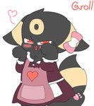 black_body black_fur blush blush_lines bow_tie clothing dress feral fluffy fur heart_symbol maid_uniform male paws solo uniform caroll nintendo pokemon eeveelution generation_2_pokemon pokemon_(species) umbreon absurd_res hi_res