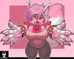 anthro big_breasts blush blush_stickers bracelet breasts cleavage clothed clothing female fully_clothed hair jewelry machine pink_hair pupils slit_pupils solo spiked_bracelet spikes tail yellow_eyes rondonite five_nights_at_freddy's five_nights_at_freddy's_2 scottgames mangle_(fnaf) animatronic canid canine fox mammal robot absurd_res hi_res