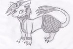 bottomwear claws clothed clothing eyelashes female feral fur horn quadruped skirt smile smiling_at_viewer solo tail stinkvali mythology alice_(stinkvali) dragon furred_dragon furred_scalie mythological_creature mythological_scalie reptile scalie hi_res sketch traditional_media_(artwork)