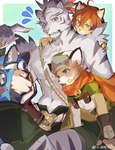 2024 absurd_res anthro athletic athletic_anthro athletic_male axianorange blue_eyes canid canine canis clothed clothing cygames domestic_dog eyes_closed felid fur gloves grey_body grey_fur group hair handwear hi_res lion lou_(world_flipper) male mammal mouse murid murine nimbus_(world_flipper) pantherine rodent shiba_inu spitz striped_body striped_fur stripes sven_(world_flipper) tan_body tan_fur teo_(world_flipper) tiger white_body white_fur world_flipper yellow_eyes