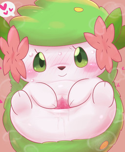 2_toes blush blush_lines blush_stickers bodily_fluids brown_nose butt clitoral_hood clitoris dark_pupils eyelashes feet female feral flower flower_(anatomy) front_view fur genital_fluids genitals grass green_body green_eyes green_fur green_pupils head_flower heart_symbol high-angle_view humanoid_genitalia humanoid_vulva in_heat inviting iris leaf leaking looking_at_viewer multicolored_body multicolored_fur multicolored_vulva musk no_sclera paws pink_background pink_vulva plant presenting presenting_vulva pupils pussy_juice_leaking quadruped simple_background smile smiling_at_viewer solo speech_bubble spread_vulva spreading sweat thin_eyebrows toes two_tone_body two_tone_fur two_tone_vulva vaginal_fluids vulva white_body white_fur badwingm nintendo pokemon elemental_creature flora_fauna generation_4_pokemon land_forme_shaymin legendary_pokemon pokemon_(species) shaymin 2022 colored digital_drawing_(artwork) digital_media_(artwork) full-length_portrait hi_res portrait shaded