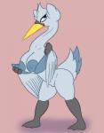 2016 3_toes 4_fingers anthro anthrofied areola avian barefoot beak big_areola big_breasts biped bird blue_areola blue_body blue_eyes blue_feathers blue_nipples breasts cere_(anatomy) clothing curvy_figure digital_media_(artwork) digitigrade erect_nipples eyelashes feather_tuft feathered_wings feathers feet female fingers flat_colors front_view generation_5_pokemon genitals head_tuft hi_res huge_breasts long_neck looking_back looking_up membrane_(anatomy) multicolored_body multicolored_feathers nintendo nipples non-mammal_breasts nude pokemon pokemon_(species) pokemorph posexe presenting pseudo_clothing pussy shadow simple_background solo standing swanna tail tail_feathers thick_thighs toes tuft two_tone_body two_tone_feathers undressing voluptuous webbed_feet white_body white_feathers wide_hips winged_arms wings yellow_beak