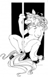 anthro breasts female genitals hooves nipples nude pole pole_masturbation pussy solo spread_legs spreading uaykan equid equine horse mammal 2005 monochrome