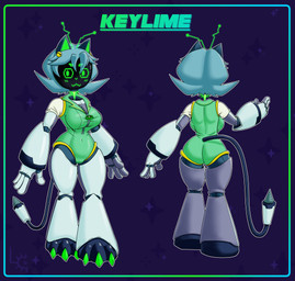 2_tone_body 4_fingers aircraft airplane antennae_(anatomy) anthro ball_joints barefoot bell bodysuit breasts cable_tail claws clothing drill drill_tail feet female fingers floating_head food front_view fruit glowing green_claws hair jet lime machine metal_ear name_drop plant rear_view removable_head robot_arms robot_joints screen screen_face skinsuit solo thrusters tight_clothing toe_claws unzipped_bodysuit vehicle fuzzycogs keylime_(fuzzycogs) domestic_cat felid feline felis mammal robot robot_anthro 2025 absurd_res full-length_portrait hi_res model_sheet multiple_images portrait