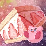 1:1 2024 :d alien ambiguous_gender ara_love_kirby armor atmospheric atmospheric_perspective big_head black_eyes blue_eyes blush cake claws dessert detailed detailed_background earless feet flying food fruit glistening glistening_eyes happy kirby kirby_(series) legs_up looking_up night nintendo noseless not_furry nude open_mouth outside pink_background pink_body pink_claws pink_skin plant raised_hand red_feet rosy_cheeks round_body round_eyes round_head signature simple_background sky small_body smile solo space sphere_creature star strawberry textured_background tomato twitter waddling_head