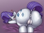 anthro anthrofied anus blush butt butt_focus cutie_mark dock_(anatomy) eyebrows eyelashes female genitals heart_symbol horn innie_pussy looking_at_viewer looking_back nude plump_labia pussy rear_view solo tail nsfwronin friendship_is_magic hasbro my_little_pony mythology rarity_(mlp) equid equine mammal mythological_creature mythological_equine unicorn 2022 absurd_res digital_media_(artwork) hi_res signature