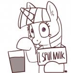 candy chocolate chocolate_milk dessert female feral flavored_milk food glass hair horn humor milk simple_background solo tongue tongue_out pabbley dogshaming friendship_is_magic hasbro my_little_pony mythology twilight_sparkle_(mlp) equid equine mammal mythological_creature mythological_equine unicorn 2017 hi_res meme monochrome