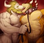 2017 5_fingers abs anthro anthro_on_anthro areola asgore_dreemurr barazoku beard biceps big_biceps big_collar big_deltoids big_forearm_muscles big_muscles big_pecs biped black_collar black_leash blonde_beard blonde_eyebrows blonde_facial_hair blonde_hair blonde_mustache blonde_sideburns bodily_fluids boss_monster_(undertale) bovid bowser caprine claws collar collar_only countershade_face countershade_skin countershade_torso countershading crossover curved_horn dark_body dark_skin deltoids detailed digital_media_(artwork) digital_painting_(artwork) dominant dominant_anthro dominant_male dripping drooling duo eye_contact eyebrows facial_hair finger_claws fingers floppy_ears forearm_muscles french_kissing front_view fur glistening glistening_body glistening_eyes glistening_horn glistening_skin green_body green_skin guzreuef hair half-closed_eyes hand_in_hair hand_on_head head_horn hi_res holding_leash holding_object horn huge_muscles huge_pecs humanoid_hands interspecies invalid_tag kissing koopa leash leashed_collar light light_beard light_body light_claws light_facial_hair light_fur light_hair light_mustache light_sideburns light_skin light_tail lighting long_ears long_hair long_horn looking_at_another looking_at_partner looking_down looking_up lust male male/male male_anthro mammal manly mario_bros mature_anthro mature_male monotone_body monotone_fur monotone_hair monotone_horn monotone_skin monotone_tail multi_tone_body multi_tone_skin multicolored_body multicolored_skin muscular muscular_anthro muscular_arms muscular_legs muscular_male muscular_sub muscular_thighs mustache narrowed_eyes nintendo nipples nude obliques open_mouth open_smile pecs pink_areola pink_nipples pink_tongue pupils quads red_background red_eyebrows red_eyes red_hair reptile saliva saliva_drip saliva_on_face saliva_on_tongue scalie serratus shaded sharp_teeth short_hair short_horn sideburns simple_background small_claws small_horn smaller_version_at_source smile smiling_at_another smiling_at_partner snout spiked_collar spikes standing submissive submissive_anthro submissive_male tail tan_body tan_countershading tan_skin teeth thick_eyebrows thick_neck thick_thighs tongue tongue_out touching_hair trapezius triceps undertale undertale_(series) vein veiny_neck warm_colors white_body white_claws white_fur white_horn white_skin white_tail yellow_areola yellow_body yellow_nipples yellow_skin