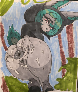 anthro anus anus_focus bodily_fluids butt butt_focus female genital_fluids genitals looking_at_viewer rear_view solo spread_anus spread_vulva spreading thick_thighs vaginal_fluids vulva great_hendy league_of_legends riot_games tencent vex_(lol) humanoid yordle absurd_res hi_res superabsurd_res traditional_media_(artwork)