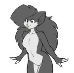 4_fingers >:( alternate_breast_size anthro arm_tuft big_hair black_eyes black_nose blep breasts cheek_tuft claws collarbone countershade_face countershade_torso countershading curvy_anthro curvy_female curvy_figure eyebrows facial_tuft featureless_breasts featureless_crotch female female_anthro finger_claws fingerless_(marking) fingers fur grey_body grey_fur grey_hair hair hourglass_figure hourglass_figured_anthro hourglass_figured_female inner_ear_fluff long_hair mouth_closed multicolored_body multicolored_fur navel nude nude_anthro nude_female pink_tongue shoulder_tuft simple_background small_breasts solo standing tongue tongue_out tuft two_tone_body two_tone_fur white_background white_body white_fur wide_hipped_anthro wide_hipped_female wide_hips hexteknik noki_(hexteknik) domestic_cat felid feline felis mammal digital_drawing_(artwork) digital_media_(artwork) flat_colors greyscale hi_res monochrome portrait spot_color three-quarter_portrait