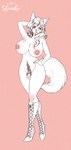 anthro areola balls big_breasts biped boots breasts clothing facial_hair flaccid footwear foreskin genitals goatee gynomorph hair intersex long_hair long_tail makeup nipples penis pubes seductive shoes small_penis solo tail tight_foreskin shianko drredhusky83 jay_(drredhusky83) canid canine canis domestic_dog husky mammal nordic_sled_dog spitz hi_res watermark trans_(lore) trans_woman_(lore)