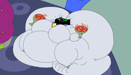 big_butt big_moobs black_body black_fur blue_sclera butt dialogue duo fur glistening glistening_butt green_sclera huge_butt huge_moobs hyper hyper_butt male moobs morbidly_obese obese orange_body orange_fur overweight sitting sitting_on_ground spacecraft speech_bubble vehicle bif_steak monkey_wrench_(series) scratch_(monkey_wrench) scritch_(monkey_wrench) domestic_cat felid feline felis mammal 2025 7:4 animated animated_gif short_playtime