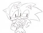 anthro blush bodily_fluids chest_tuft clothing duo gloves handwear hug hugging_another hugging_from_behind male male/male sweat tuft buke3jp sega sonic_the_hedgehog_(series) shadow_the_hedgehog sonic_the_hedgehog eulipotyphlan hedgehog mammal monochrome sketch