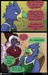 anthro avian bird clothed clothing comic drunk duo english_text female hi_res jock magic magic_user male mammal murid murine parrot rat rodent roxythefoxy smug substance_intoxication text witch