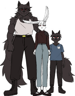 anthro black_body black_boots black_bottomwear black_clothing black_footwear black_fur black_hair black_pants blue_bottomwear blue_clothing blue_pants blue_shirt blue_t-shirt blue_topwear boots bottomwear clothed clothed_anthro clothed_female clothed_male clothing eye_through_hair eyebrow_through_hair eyebrows family_portrait female female_anthro flats_(shoes) footwear front_view frowning_at_viewer fully_clothed fully_clothed_anthro fully_clothed_female fully_clothed_male fur group hair hand_on_shoulder humanoid_hands long_ears looking_at_viewer male male/female male_anthro muscular muscular_anthro muscular_male pants red_clothing red_eyes red_sweater red_topwear shirt shoes simple_background smile smiling_at_viewer standing sweater t-shirt tail tank_top topwear translucent translucent_hair trio white_background white_body white_clothing white_fur white_shirt white_tank_top white_topwear butcher_pal adam_manchester canid canine canis hare hybrid lagomorph leporid mammal procyonid raccoon wolf 2025 absurd_res colored_sketch digital_drawing_(artwork) digital_media_(artwork) full-length_portrait hi_res portrait sketch mother_(lore) mother_and_child_(lore) mother_and_son_(lore) parent_(lore) parent_and_child_(lore) parent_and_son_(lore) son_(lore) stepmother_(lore) stepmother_and_stepchild_(lore) stepmother_and_stepson_(lore) stepparent_(lore) stepparent_and_stepchild_(lore) stepparent_and_stepson_(lore) stepson_(lore)