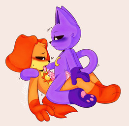 anal animal_genitalia animal_penis anthro blush bodily_fluids duo feline_genitalia feline_penis fur genital_fluids genitals male male/male medallion moan orange_body orange_fur penis purple_body purple_fur sex simple_background honniepie mob_entertainment poppy_playtime smiling_critters catnap_(poppy_playtime) dogday_(poppy_playtime) canid canine canis critters_(poppy_playtime) domestic_cat domestic_dog felid feline felis mammal