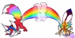 2009 ambiguous_gender blanford's_fox canid canine colorful_theme duo fart feral fox mammal manda_panda rainbow rainbow_arch rainbow_fart_cloud rainbow_trail scribbles_(neoscribbles) sparklefur tail true_fox unusual_fart what