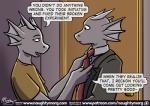 2018 anthro black_clothing black_suit black_suit_jacket broken_horn brother_(lore) brothers_(lore) clothing comic dialogue dom_(naughtymorg) dragon duo ear_fins english_text fin horn inside male mythological_creature mythological_scalie mythology naughtymorg necktie patreon patreon_logo red_necktie scalie seph_(naughtymorg) shirt sibling_(lore) signature speech_bubble suit supply_closet t-shirt text topwear url white_clothing white_shirt white_topwear yellow_clothing yellow_shirt yellow_topwear