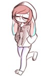 anthro blush clothed clothing cold comfy content eyewear female glasses hair hoodie solo sweater topwear walking zipper coffeelsb disney zootopia fan_character lagomorph leporid mammal rabbit shaded shaded_line_art