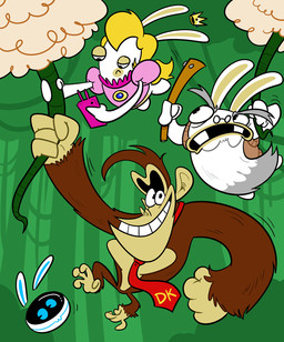 4_fingers 4_toes age_difference anthro arms_bent beard black_eyes blue_eyes bottomless bottomless_anthro bottomless_female brown_body brown_clothing brown_fur brown_topwear brown_vest cellphone closed_frown clothed clothing cloud elderly_anthro elderly_male electronics eyebrows eyewear facial_hair featureless_crotch featureless_legs feet female female_anthro fingers floating_ears forest frown fur furrowed_brow furrowed_eyebrows glasses grey_beard grey_eyebrows grey_facial_hair group hair half-closed_eyes holding_cane holding_cellphone holding_object holding_phone holding_vine light limbless long_beard long_ears long_hair looking_at_another looking_at_cellphone looking_at_object looking_at_phone machine male male_anthro mitten_hands mostly_nude mostly_nude_anthro mostly_nude_male motion_lines mouth_closed multicolored_body muscular muscular_anthro muscular_male narrowed_eyes necktie necktie_only no_eyebrows noseless older_anthro older_male outside phone pink_clothing pink_shirt pink_topwear plant red_necktie round_glasses screen screen_face shirt short_legs smile smiling_at_viewer tan_body tan_eyelids tan_inner_ear tan_skin toes toothy_grin topwear tree two_tone_body vest vine_swing white_body white_fur younger_anthro younger_female younger_male beapeabear donkey_kong_(series) mario_bros mario_plus_rabbids_kingdom_battle nintendo raving_rabbids rayman_(series) ubisoft beep-0 donkey_kong_(character) rabbid_cranky rabbid_peach kong lagomorph mammal primate rabbid robot 2018 colored crossover digital_drawing_(artwork) digital_media_(artwork) lighting