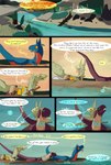 absurd_res boat comic desert dinosaur dragon dragonscape drekir dromaeosaurid english_text female feral forl_(thepatchedragon) group hi_res male mythological_creature mythological_scalie mythology oli_(thepatchedragon) post-apocalyptic ralan_(thepatchedragon) reptile river ruins scalie tail text thepatchedragon theropod tribal tribal_clothing trio vehicle watercraft